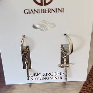 Johnny Bernini cubic zirconia cross drop earrings NWT
